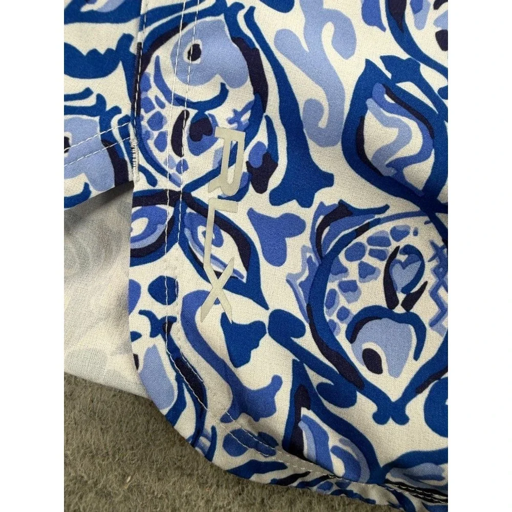 RLX Ralph Lauren Golf Skort Womens Medium Blue Fish Print Skirt Athletic Tennis